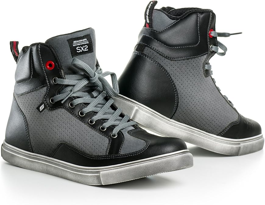 SHIMA SX-2 Motorcycle Shoes for men - Leather, Breathable, Reinforced Street Riding Shoes with Ankle Support