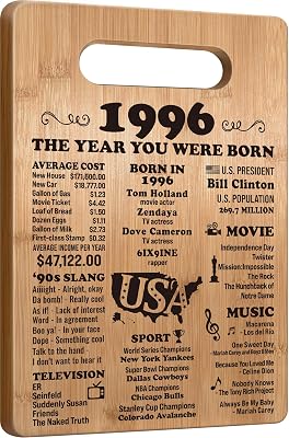 30th Birthday Gifts for Women Men, 1996 Birthday Gifts for Her Him, 30 Years Old Gifts, 30th Birthday Gift Ideas, 30th Birthday Decorations for Women Men, Back in 1996 Cutting Board Gifts