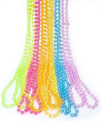 GiftExpress 12 pack Plastic Glitter Bead Necklace for Girls Colors, Princess Party Costume Necklaces, Multicolor Mardi Gras Beads Necklace, Mardi Gras Throws, St Patrickss Day