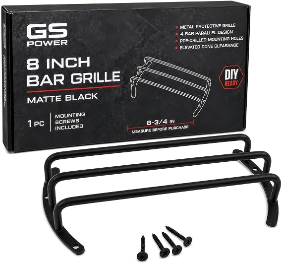 GS Power 8 inch Bar Grille for Subwoofer & Speaker in Chrome Silver or Matte Black Finish (1 pc). Also Available in 10 & 12