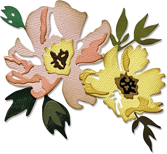 Sizzix Thinlits Die 665209 Brushstroke Flowers #1 by Tim Holtz 7 Pack
