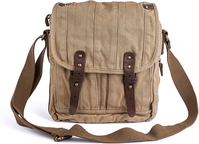 GOOTIUM Canvas Crossbody Field Bag, Vintage Small Messenger Bag
