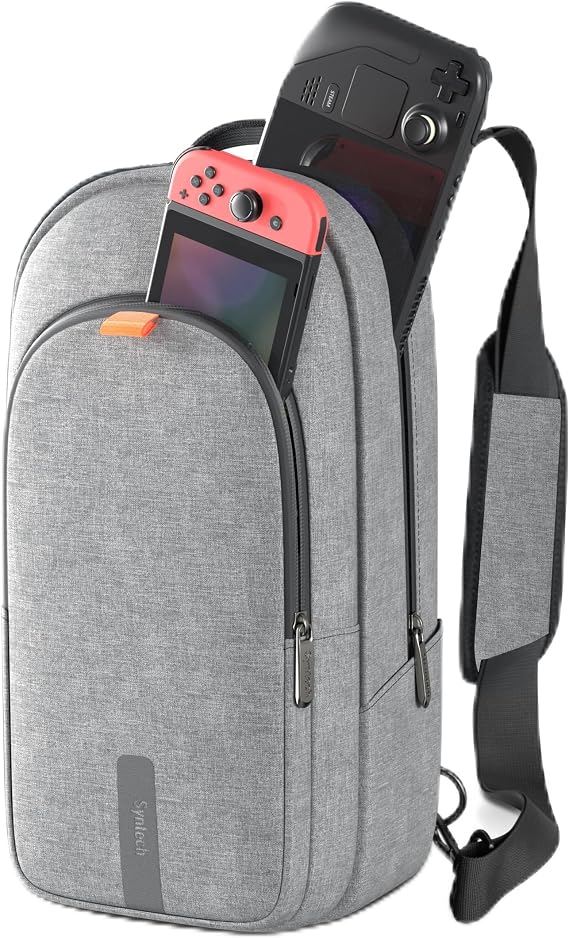 Syntech Carrying Case Compatible with Steam Deck OLED/ROG Ally X/ROG Xbox Ally X/Legion Go S/Nintendo Switch 2/PS Portal, Portable Travel Sling Bag for Consoles & Accessories with Large Storage, Gray