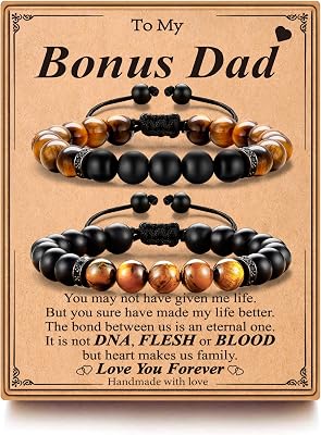 M MOOHAM Christmas Gifts for Men Bracelets - Beaded Bracelets for Men Gifts for Dad, Bonus Dad, Husband, Boyfriend, Uncle Christmas Stocking Stuffers for Men