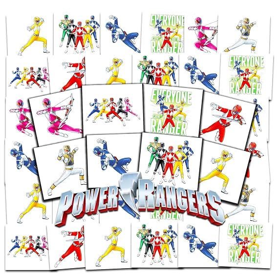 Power Rangers Tattoos for Kids Party Favors Bundle, 72Pc Individual Tattoos