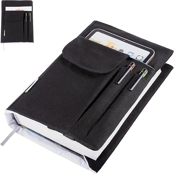APLUFINE Twill Book Cover for Hardcover, Fabric Book Covers for Paperbacks, Soft Cover Books, Reusable Book Covers for Book Lovers Gifts, Book Protector, Bibles Cover, Cloth Book Sleeve, Black