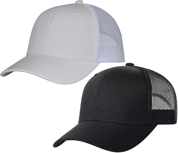 TSSGBL 2 Pack Snapback Trucker Baseball Hats Mesh Back Adjustable Blank Ball Caps for Men Women