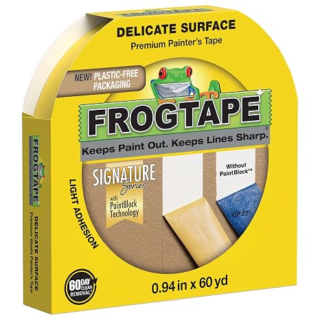 FrogTape Delicate Painter's Tape with PAINTBLOCK, 0.94 in x 60 Yds, 1 Roll