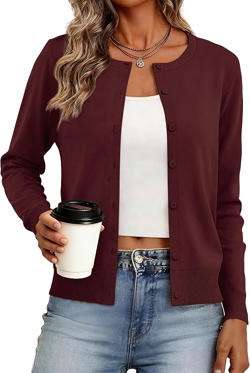 Womens Cardigan Sweaters Lightweight Long Sleeve Button Down Knit