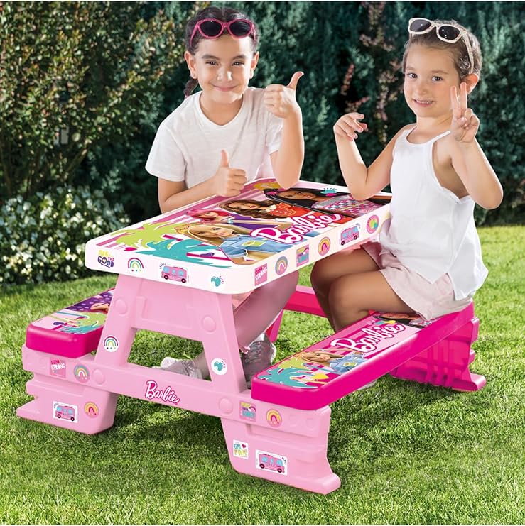 Kız Çocuk Bahçe Piknik Masası, 4 Kişilik Oturma Ders Çalışma Masası, Çok Renkli