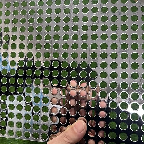 Perforated Metal Sheets 16"x10" 19 Gauge Expanded Metal Mesh Opening 2/5" 0.4 inch (About 10 mm) Perforated Stainless Steel Sheet 304 Stainless Steel Mesh Screen Panel Decorati Plate