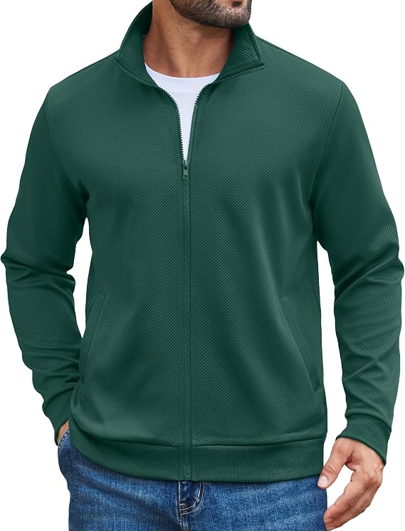 COOFANDY Mens Zip Up Sweatshirt Casual Lightweight Jackets Full Zip Sweater