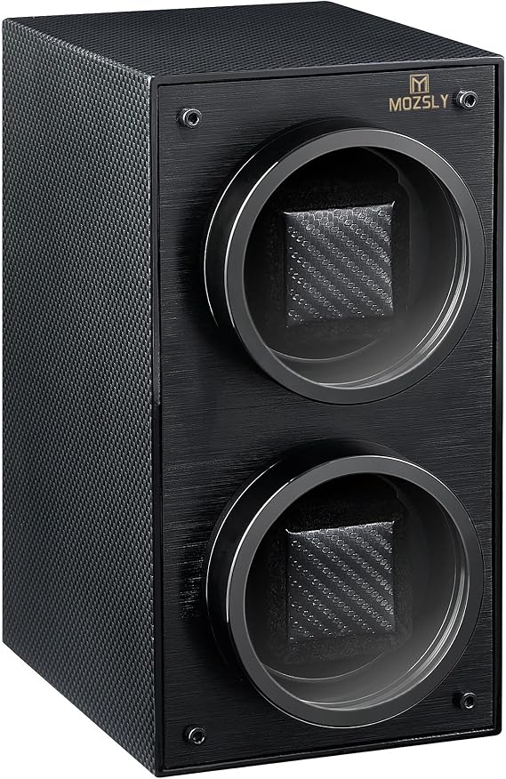 MOZSLY Double Watch Winder for Automatic Watches Fit Man Women Slef Winding Box Case with Quiet Motor 12 Rotation Modes Setting Piano Painting Brown