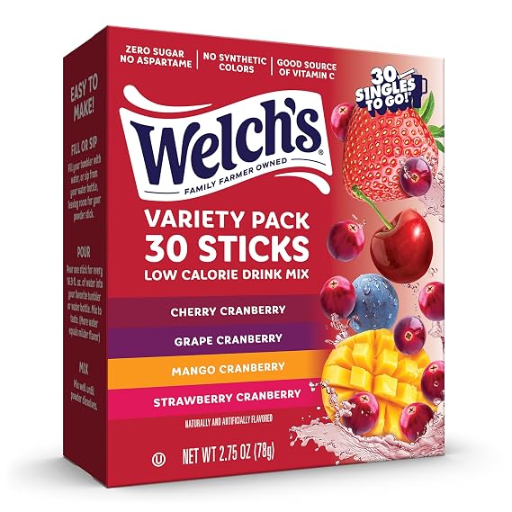 Singles To Go! Welch's Water Drink Mix, Cranberry Variety Pack, 30 Packets