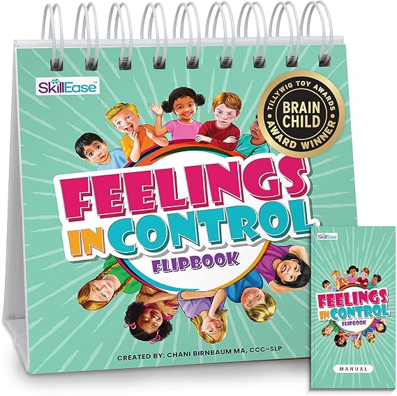 SkillEase Feelings in Control Flip Book, Calm Down Corner Supplies, Emotion Chart for Kids, Autism, Feeling Book for Kids, Self Regulation, Calming Corner