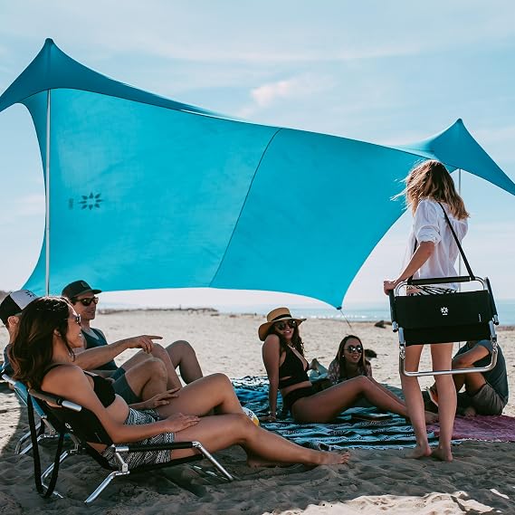 Neso Gigante Portable Beach Tent Sun Shelter - Lightweight Beach Shade Canopy - Easy Setup for Family Outings - Patented Reinforced Corners - UPF 50+ 8ft Tall, 11 x 11ft - Save The Whales