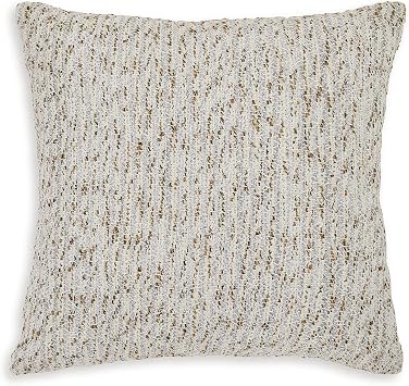 Signature Design by Ashley Abler Modern Indoor Striped 20 x 20 Inches Pillow with Zipper Closure, White & Light Gray