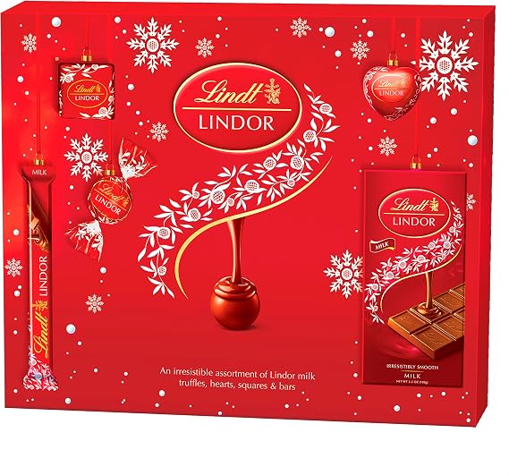 Lindt Lindor Milk Chocolate Christmas Selection Box – Medium 234g – Truffles, Hearts, Squares & Bars – 2025 Gift for Him & Her