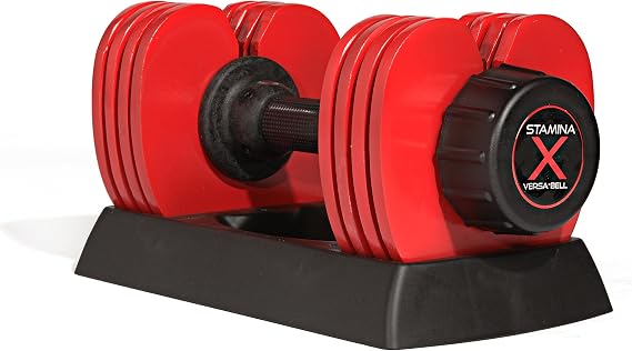 Stamina X Versa-Bell Adjustable Dumbbell 10-50 lb w/ Smart Workout App - 9 in 1 Adjustable Weight Set - Strength Training Equipment for Home Gym Weightlifting