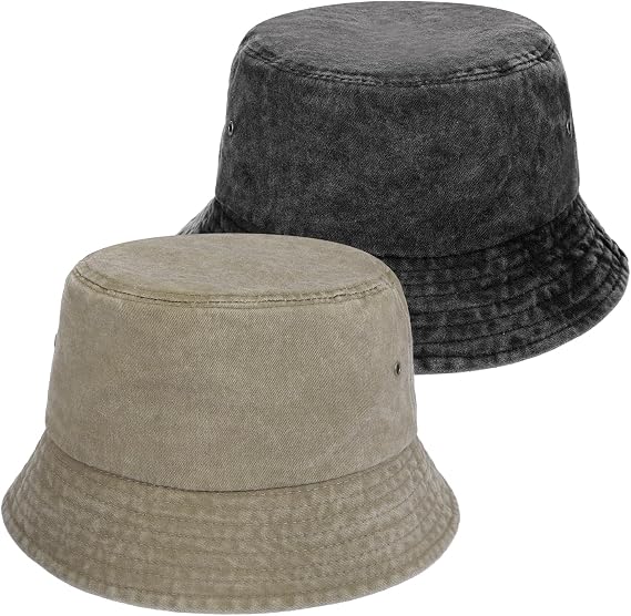 ViEinkaufen 2 Pcs Bucket Hat, Cotton Sun Hats for Men