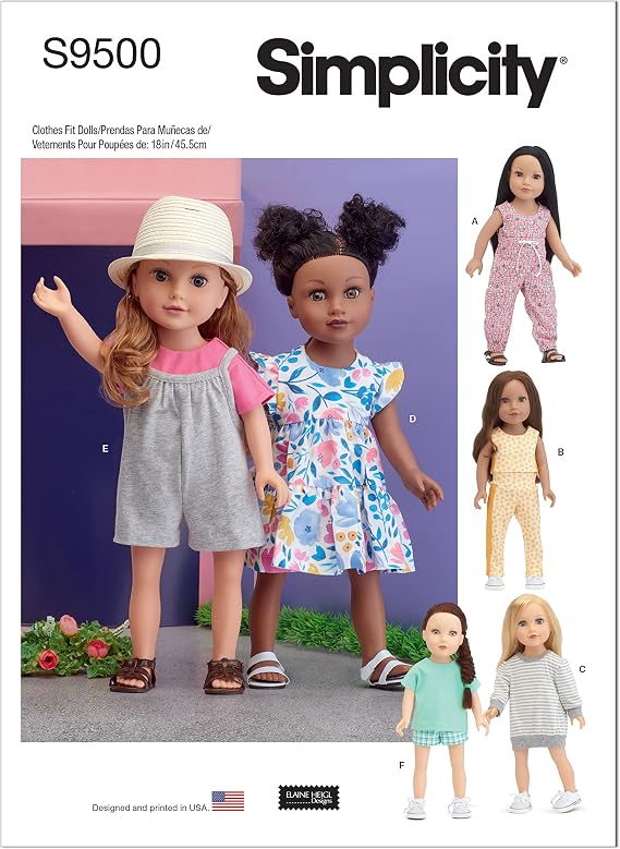 Simplicity S9500 18" Doll Clothes Sewing Pattern, One Size
