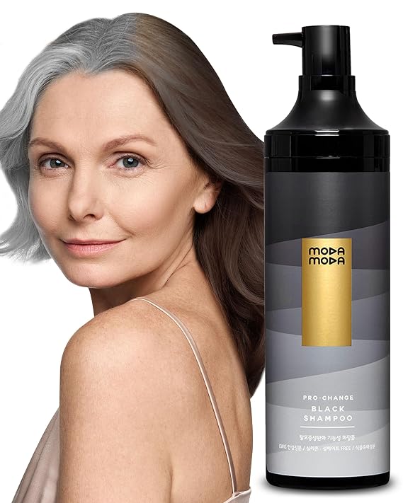MODA Pro-Change Black Shampoo | Korean Hair Darkening, Volumizing & Anti-Hair Fall Shampoo | Paraben & Sulfate Free, Natural Formula for Thicker, Fuller Hair (10.5 oz)