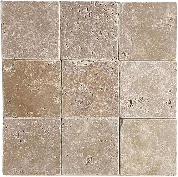 Noce 4x4 Tumbled Travertine Tile Floor Backsplash 9 Piece Pack