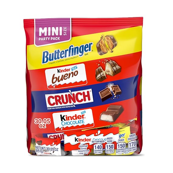 Butterfinger, Kinder Bueno, CRUNCH, Kinder Chocolate, Mini Bars, 30 oz Bag