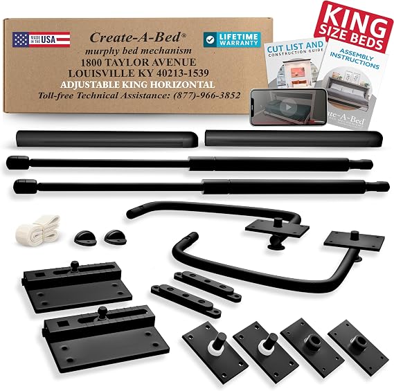 Create-A-Bed Premium Murphy Bed Kit, King, Horizontal