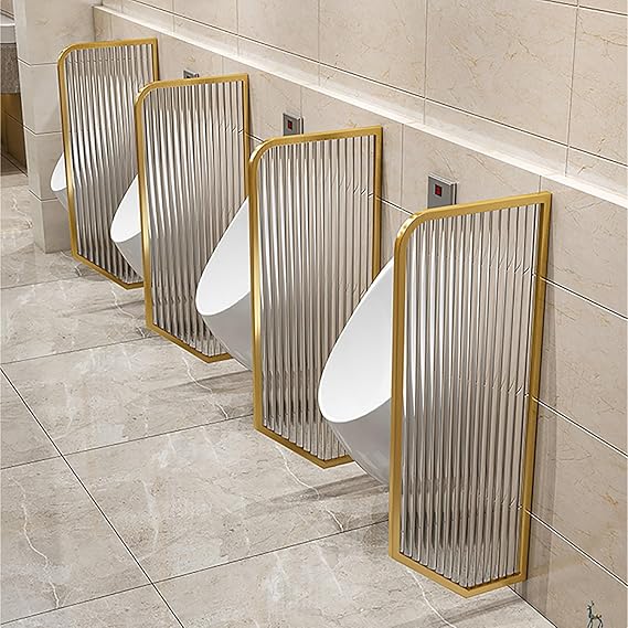 Urinal Divider Screen Panel Toilet Partition, Extra Protection and Privacy Men Urinal Privacy Screen Toilet Partition, for Public Space/Bathroom/Hotel (Color : Gold, Size : 3 pcs)