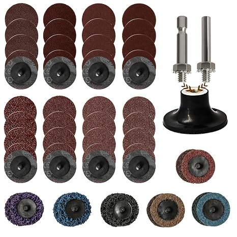 55Pcs 2 inch Sanding Discs with 1/4" Holder Die Grinder Sanding Discs