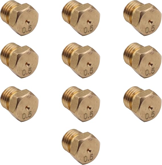 M60.75 Brass Jet Nozzle 8mm Length, Hexagon 7mm Gas, Water Heater, and Heating System Compatible