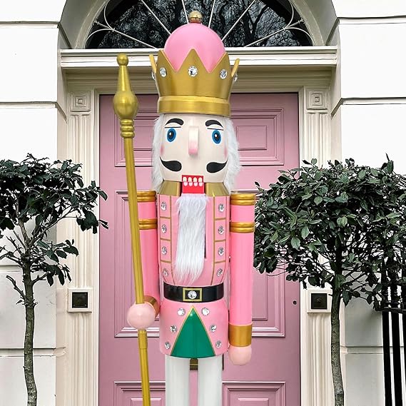 CDL 6 feet Tall Life Size Large Christmas Wooden Nutcracker King Pink BK16