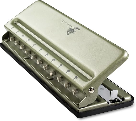 Levenger Circa Universal Desk Discbound Hole Punch, Heavy-Duty Metal Paper Puncher for Disc Notebooks, Business Home Office Supplies