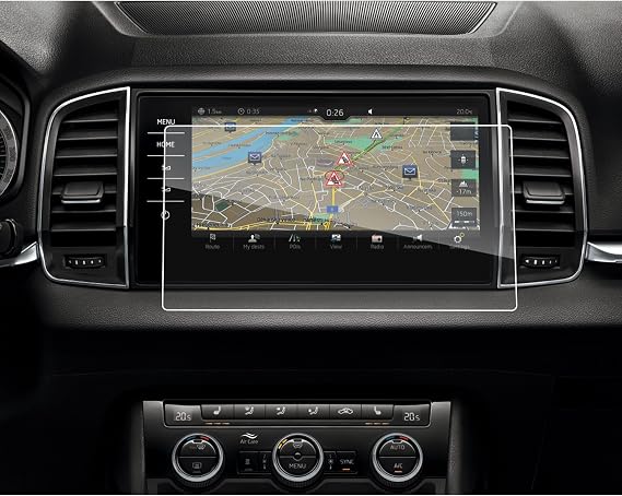 LFOTPP Compatible with Sko-da Karoq 9.2 Inch Navigation Screen Protector – 9H Scratch-Resistant Anti-Fingerprint Tempered Glass Screen Protector GPS Navigation Film