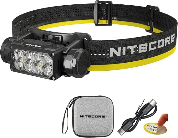 Nitecore HC65 UHE Headlamp, 2000 Lumen Max Heavy Duty Metal, USB-C Rechargeable with White, Red, and Reading Lights for Camping, Hiking, Hunting, and Industrial Works (Black)