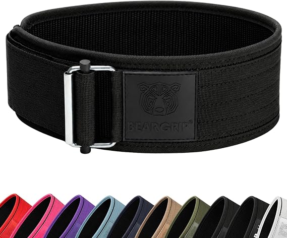BEAR GRIP Premium Self-Locking Weight Lifting Belt – Gym Belt for Powerlifting, Bodybuilding, Squats, Deadlifts & Olympic Lifts – Weightlifting Belt for Men & Women