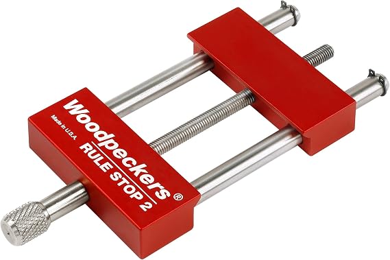 Woodpeckers Rule Stop, Fits Woodpeckers Woodworking Rules & Other Rulers up to 2-1/4" Wide, Aluminum & Stainless Steel Design