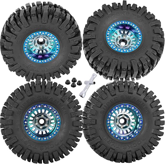 Aluminum RC 1.9 Wheel Tires for 1/10 SCX10 SCX10 II 90046 SCX10 III AXI03007 SCX10 Pro TRX4 TRX6 Gen7/8 D90 VS4-10 MST CFX RC Crawler Car,4pcs RC 1.9 Beadlock Wheel,Titanium