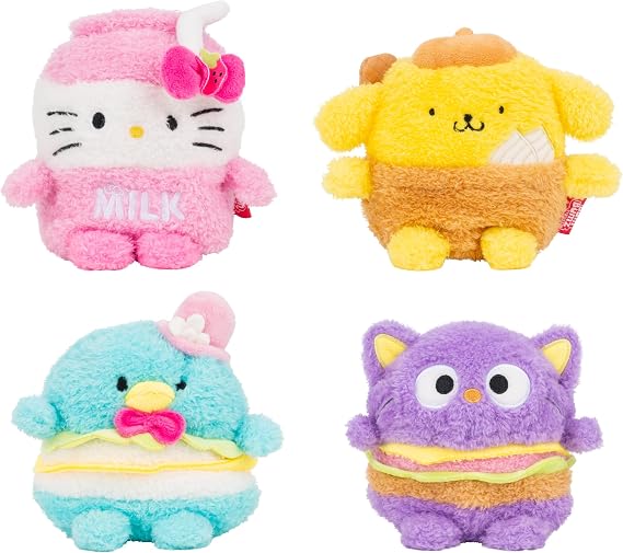 BumBumz 4.5-inch Hello Kitty and Friends FoodTruckBumz Plush 4-Pack - Collectible Toys - from the Makers of Original Squishmallows