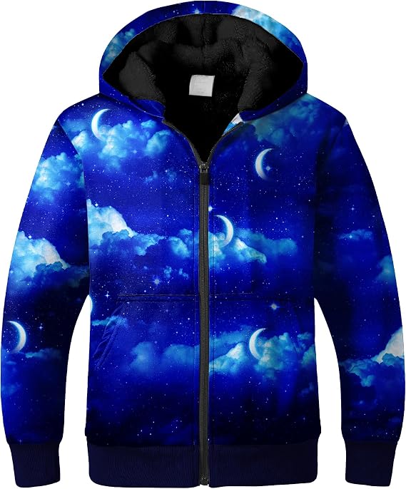 SWISSWELL Boys Hoodie Graphic Fleece Jacket Long Sleeve Sweatshirt Full Zip Coat with Hood Spring Fall Winter Outwear