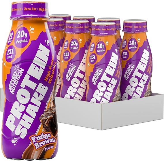Applied Nutrition Protein Shakes - High Protein Shake Ready To Drink, Protein Drink With 20g Of Protein, Low Fat Protein Shake, On The Go Bottle - 8 x 330ml (Fudge Brownie)