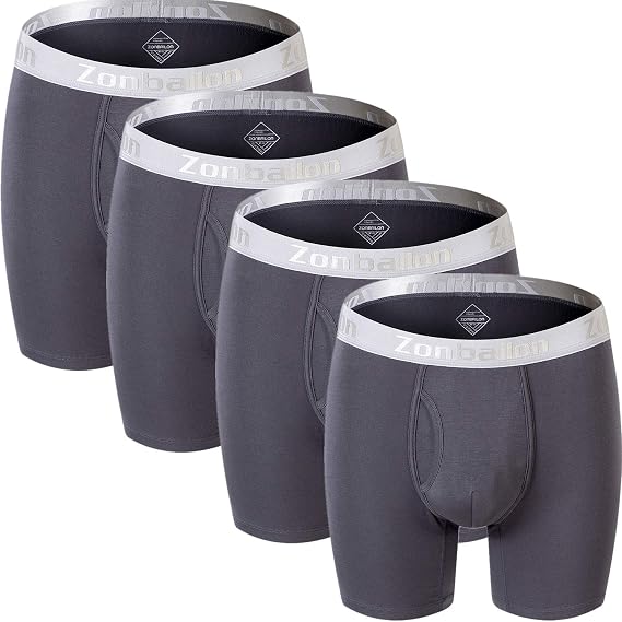ZONBAILON Bamboo Viscose Underwear for Men Boxer Briefs Underpants Pouch Fly M L XL 2XL 3XL