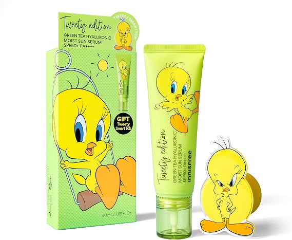 innisfree Tweety Green Tea Hyaluron Sun Serum Set 50ml - Authentic