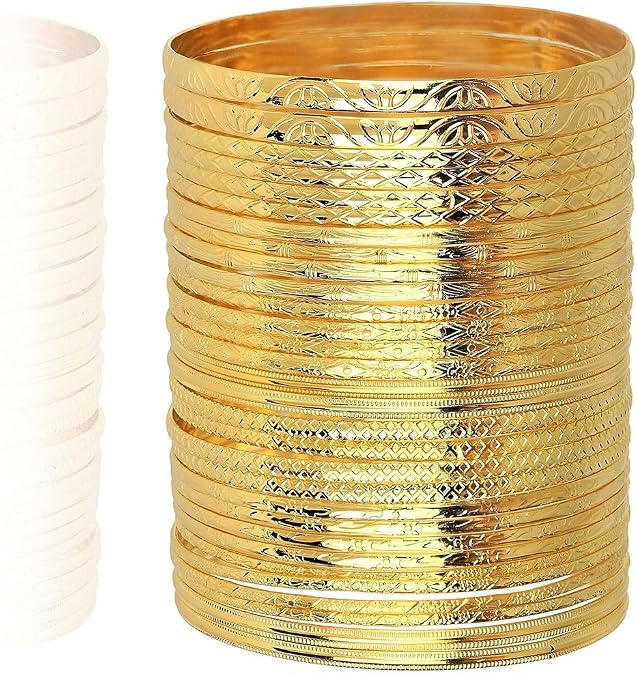 LUX ACCESSORIES Textured Heart Moon Infinity Multi Bangle Set (30 PC)
