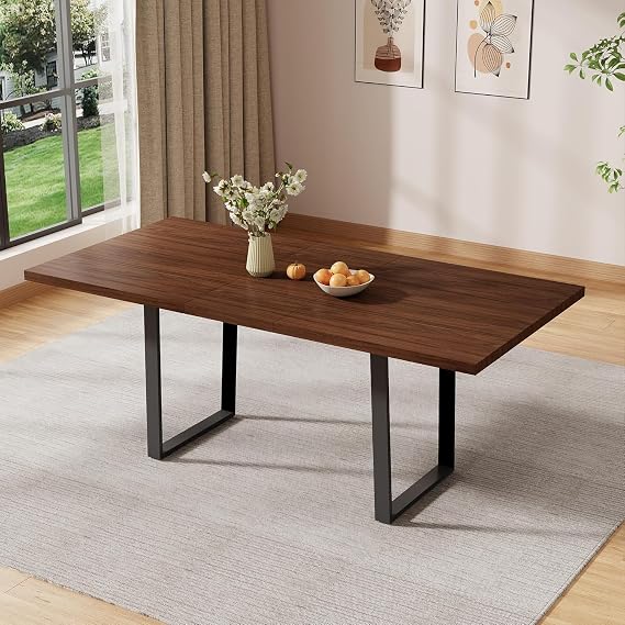 JIEXI Extendable Dining Table 4-6 Seater, Dining Room Table Extending And Chairs Set, MDF Material Modern, Suitable For Living Room, Kitchen, Length 130-170cm (Walnut)