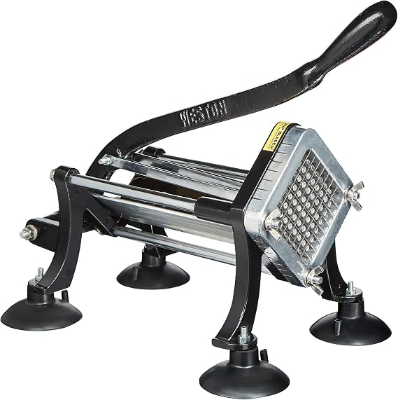 Weston Professional French Fry Cutter for Potatoes and Vegetable Dicer, 3/8 Stainless Steel Cutting Blade, Suction Cup and Wall-Mount Feet, Restaurant-Quality, Black (36-3550-W)