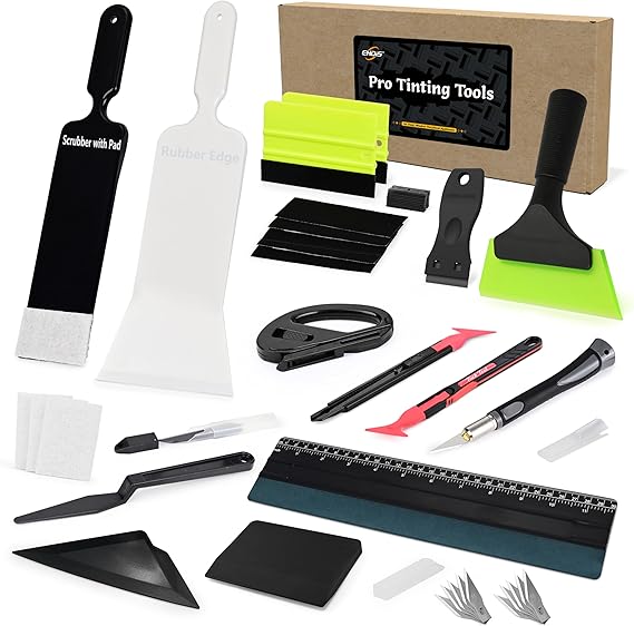EHDIS Window Tint Kit Vinyl Wrap Tool with Bulldozer Squeegee,Windshield Back Tint Scraper, Small Rubber Squeegee, Wrap Stick, Film Cutter for Car Wrapping Window Film Installation
