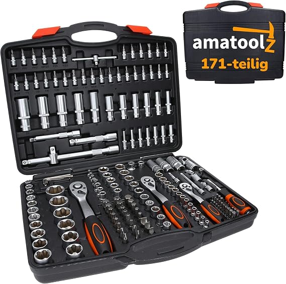 Ratchet Case 171 Pieces - Socket Set with 1/2, 1/4 & 3/8 Inch