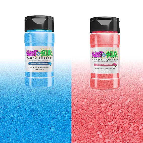 Prime Bundle - Sour Blue Raspberry & Sour Watermelon Candy Toppers (85g 2x Shaker Jar) Fine Candy Powder for Fruit, Candy, Desserts